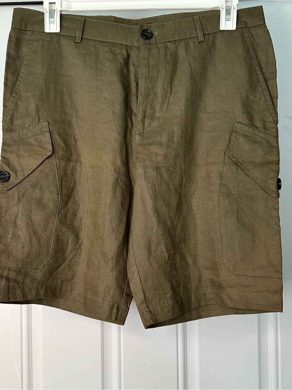 Michael Kors Army Green 100% Linen Shorts